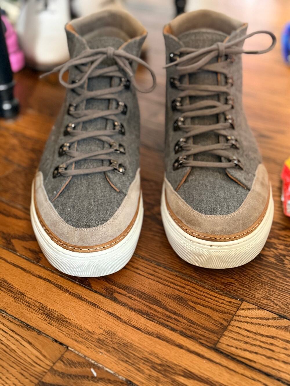 TAFT Men’s Gray Wool Suede High Top Sneakers Boots made in Spain Size 45 US 12